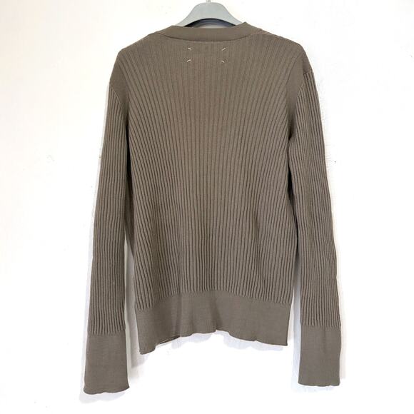 MASION MARGIELA 100% Wool Ribbed Knit Sweater in Khaki Gray Size XL - Picture 3 of 14